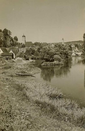 Harburg/Schwaben. Stadtteilansicht vom Ufer der Wörnitz