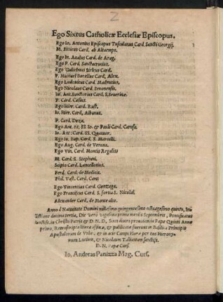 Ego Sixtus Catholicae Ecclesiae Episcopus.