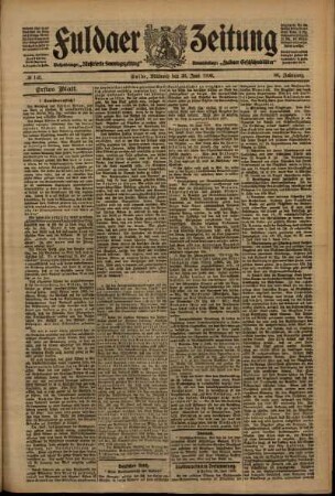 Erste Ausgabe vom Mittwoch, den 30. Juni 1909.