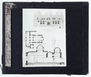 Istanbul, Vefa Kirchenmoschee : Grundriss, Aufriss, Schnitt
