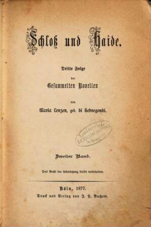 Schloß und Haide : dritte Folge der Gesammelten Novellen, 2