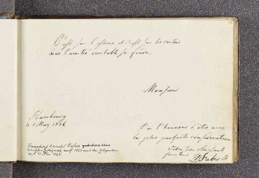 Daniel Faber. – Hamburg, 01.05.1776