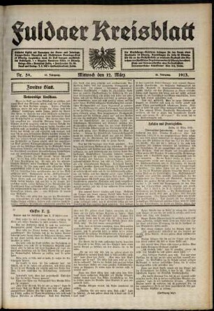 Zweite Ausgabe vom Mittwoch, den 12. März 1913.