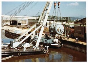 Verladung Gaskühler, Deggendorfer Werft Schwimmkran