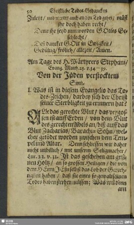 Am Tag des H. Märtyrers Stephani