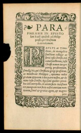 Paraphrasis In Epistolam Pauli apostoli ad Philippenses, per Erasmum Roterodamum.