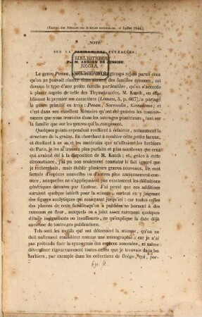 Note sur la famille des Pénacacées : (Extrait des Annales des Sciences naturelles. Juill. 1846)