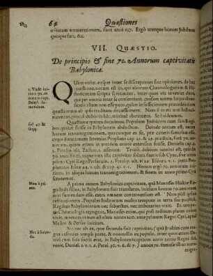 VII. Quaestio. De principio & fine 70. annorum captivitatis Babylonicae