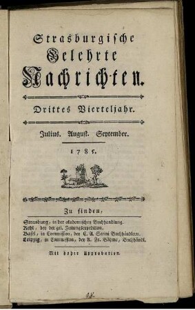 Drittes Vierteljahr. Julius. August. September. 1785.