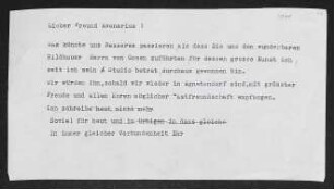 Brief von Gerhart Hauptmann an Hannes M. Avenarius
