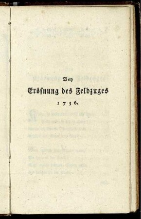 Bey Eröfnung des Feldzuges 1756