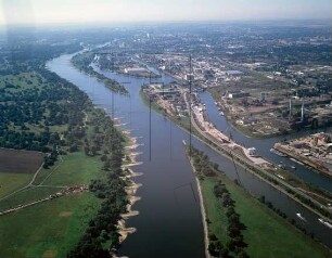 Elbe, Rothenseer Verbindungskanal und Zweigkanal Magdeburg : Blickrichtung Südwesten