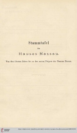 Stammtafel des Hauses Nassau