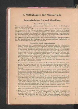 Immatrikulation, An- und Abmeldung