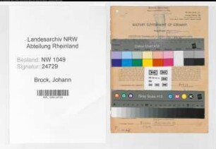 Entnazifizierung Johann Brock , geb. 22.11.1887 (Lokfuehrer)