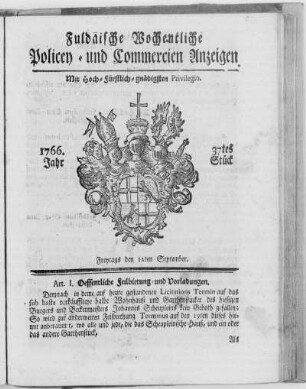 37tes Stück, Ausgabe vom 12. September 1766