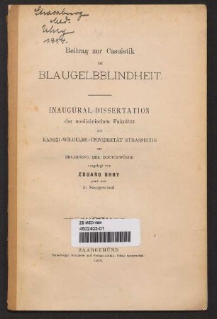 Beitrag zur Casuistik der Blaugelbblindheit