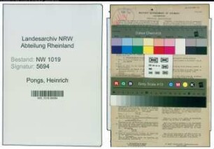Entnazifizierung Heinrich Pongs , geb. 23.08.1903 (Angestellter)