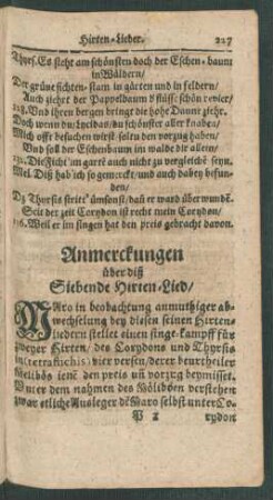 Anmerckungen über diß Siebende Hirten-Lied/