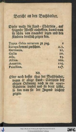 Bericht an den Buchbinder.