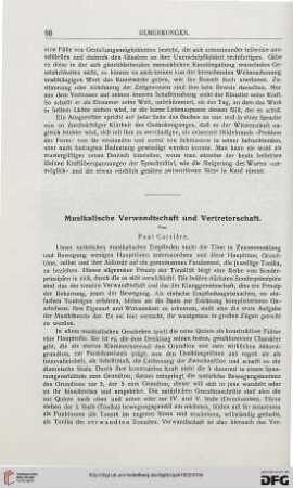 Musikalische Verwandtschaft und Vertreterschaft