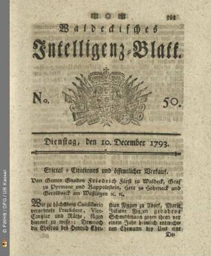No. 50. Dienstag, den 10. December 1793