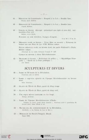 Sculptures et divers (Nr. 46-59)
