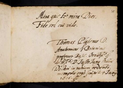 Platter, Thomas. Basel, 4.6.1618.
