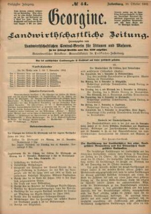 Siebzigster Jahrgang. No. 44. Insterburg, 30. Oktober 1902.