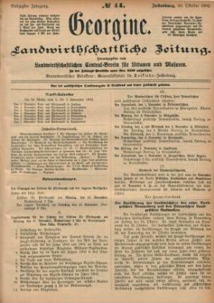 Siebzigster Jahrgang. No. 44. Insterburg, 30. Oktober 1902.