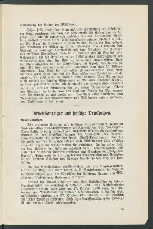 Arbeitsanzeiger und sonstige Drucksachen.