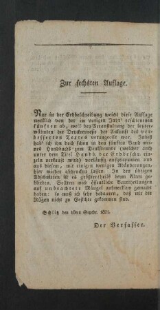 Zur sechsten Auflage.