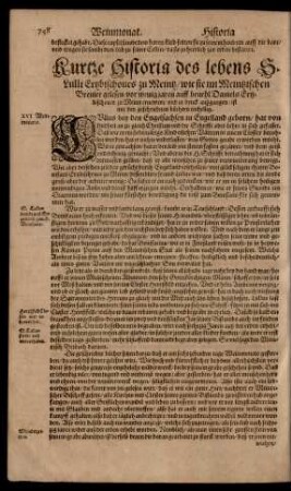 Kurtze Historia des lebens S. Lulli Ertzbischoves zu Meintz/ ...