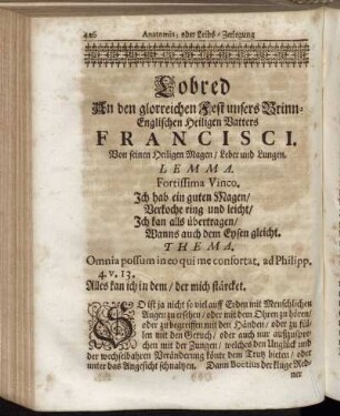 Die 23. Lob-Red. Von dem Heil. Magen/Leber und Lungen des Heil. Francisci.