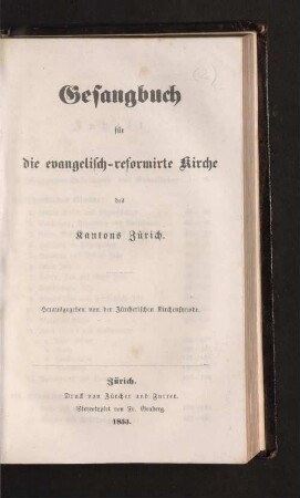 Gesangbuch für die evangelisch-reformirte Kirche des Kantons Zürich