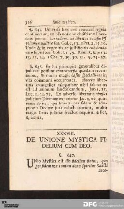 XXXVIII. De Unione Mystica Fidelium Cum Deo.