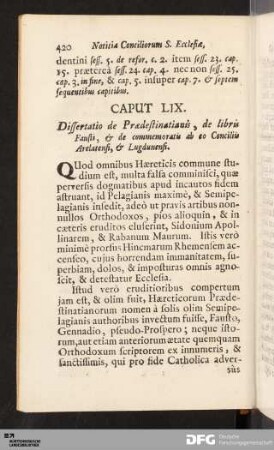 Caput LIX. Dissertatio de Prædestinatianis, de libris Fausti, & de commemoratis ab eo Conciliis Arelatensi, & Lugdunensi