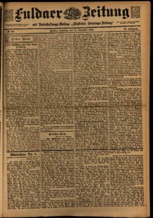 Erste Ausgabe vom Samstag, den 16. Dezember 1899.