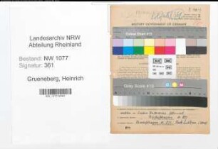 Entnazifizierung Heinrich Grueneberg , geb. 25.10.1894 (Arbeiter)