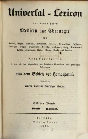Universal-Lexicon der practischen Medicin und Chirurgie : von Andral, Bégin, Blandin, Bouillaud, Bouvier, Cruveilhier ..., 11. Pestis - Rasseln