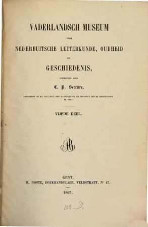 Vaderlandsch Museum voor Nederduitsche Letterkunde, oudheid en geschiedenis, 5