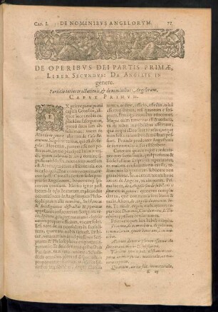 De Operibus Dei Partis Primae Liber Secundus: De Angelis In genere.
