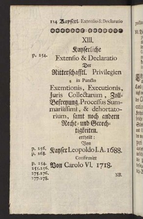124-154, XIII. Kayserliche Extensio & Declaratio