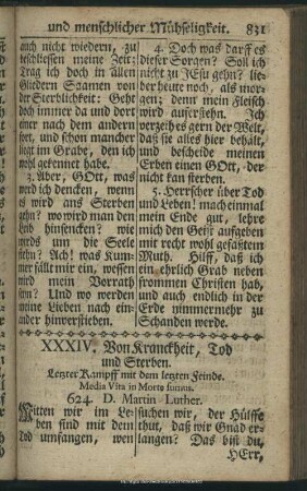 XXXIV. Von Kranckheit, Tod und Sterben