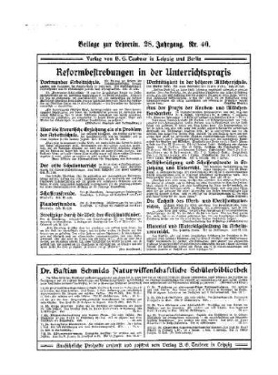 Beilage zur Lehrerin : 28.Jahrgang Nr.40
