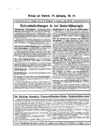 Beilage zur Lehrerin : 28.Jahrgang Nr.40