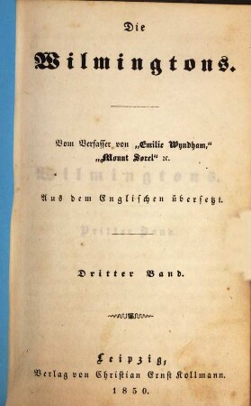 Die Wilmingtons : aus dem Englischen übersetzt, 3