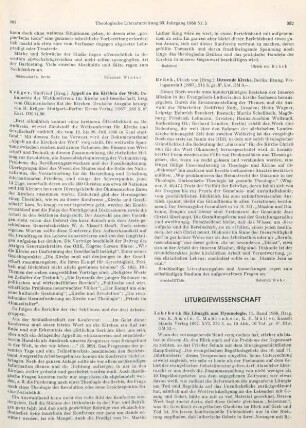 382-385 [Rezension] Jahrbuch für Liturgik und Hymnologie; Bd. 11.1966