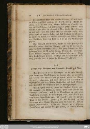 §. 4. Fortsetzung: Verstand und Vernunft; Begriff und Idee.