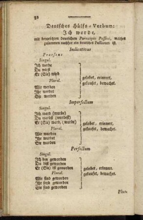 Deutsches Hülfs-Verbum: Ich werde,[...]